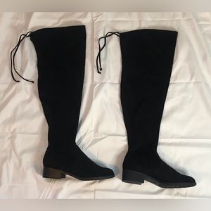 Never Worn Above Knee Black Suede Boots
